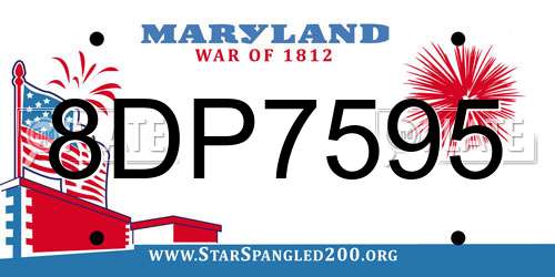 8DP7595 Maryland License Plate