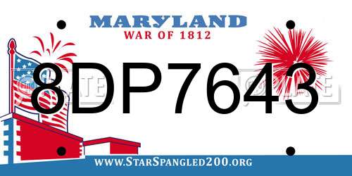 8DP7643 Maryland License Plate