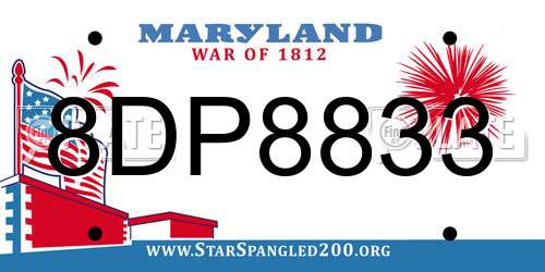 8DP8833 Maryland License Plate