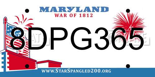 8DPG365 Maryland License Plate