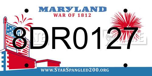 8DR0127 Maryland License Plate