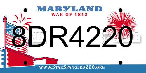 8DR4220 Maryland License Plate