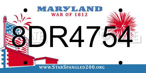 8DR4754 Maryland License Plate