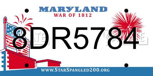 8DR5784 Maryland License Plate
