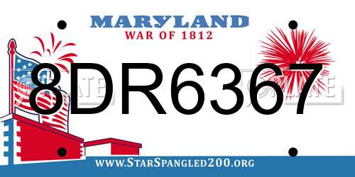 8DR6367 Maryland License Plate