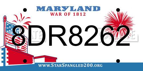 8DR8262 Maryland License Plate