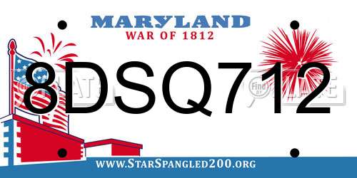 8DSQ712 Maryland License Plate