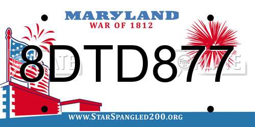 8DTD877 Maryland License Plate