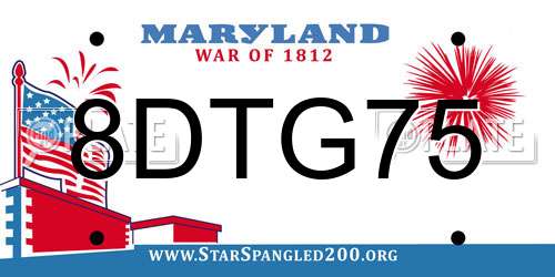 8DTG75 Maryland License Plate