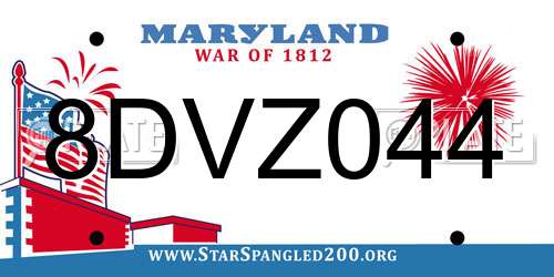 8DVZ044 Maryland License Plate