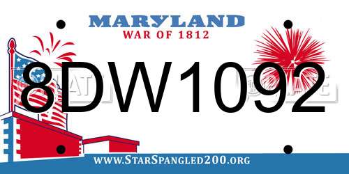 8DW1092 Maryland License Plate