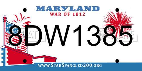 8DW1385 Maryland License Plate