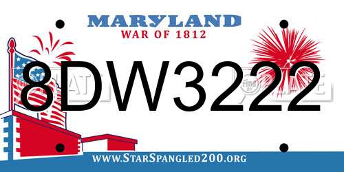8DW3222 Maryland License Plate
