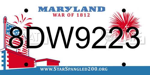 8DW9223 Maryland License Plate