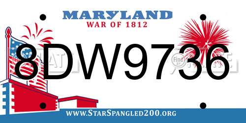 8DW9736 Maryland License Plate