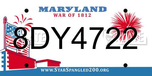 8DY4722 Maryland License Plate