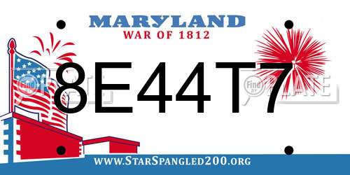 8E44T7 Maryland License Plate
