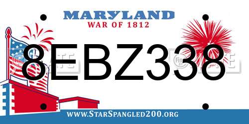 8EBZ338 Maryland License Plate