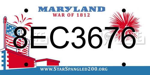 8EC3676 Maryland License Plate
