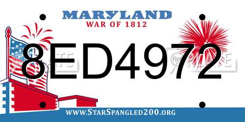 8ED4972 Maryland License Plate