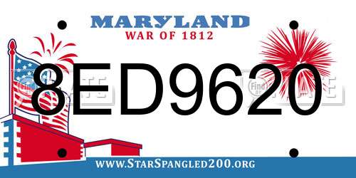 8ED9620 Maryland License Plate