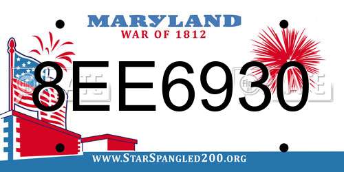 8EE6930 Maryland License Plate