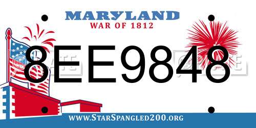 8EE9848 Maryland License Plate