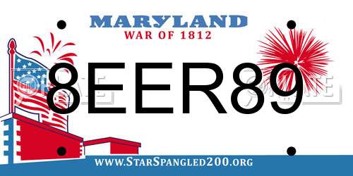 8EER89 Maryland License Plate