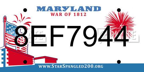 8EF7944 Maryland License Plate