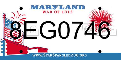 8EG0746 Maryland License Plate