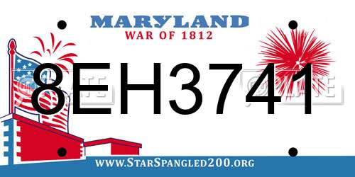 8EH3741 Maryland License Plate