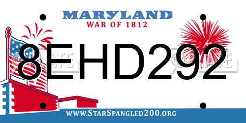 8EHD292 Maryland License Plate