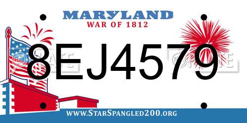 8EJ4579 Maryland License Plate