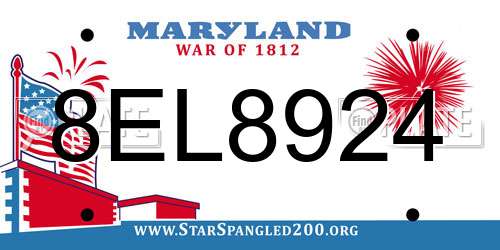 8EL8924 Maryland License Plate