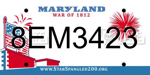 8EM3423 Maryland License Plate