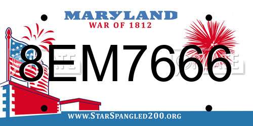 8EM7666 Maryland License Plate