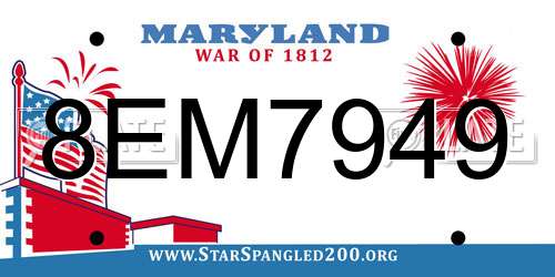 8EM7949 Maryland License Plate