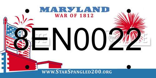 8EN0022 Maryland License Plate