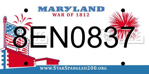 8EN0837 Maryland License Plate