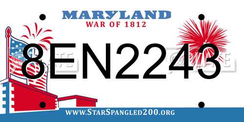 8EN2243 Maryland License Plate