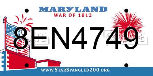 8EN4749 Maryland License Plate