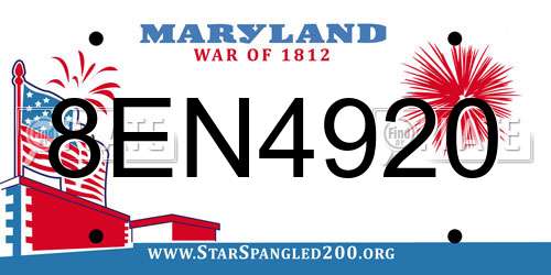 8EN4920 Maryland License Plate