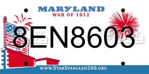 8EN8603 Maryland License Plate
