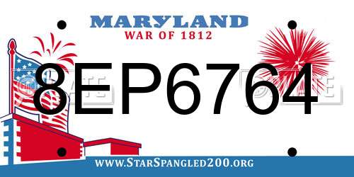 8EP6764 Maryland License Plate