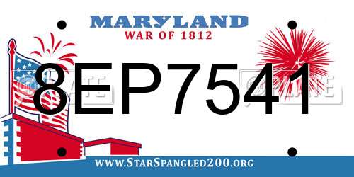 8EP7541 Maryland License Plate