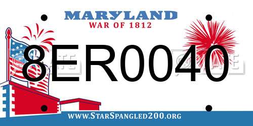 8ER0040 Maryland License Plate