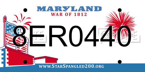 8ER0440 Maryland License Plate