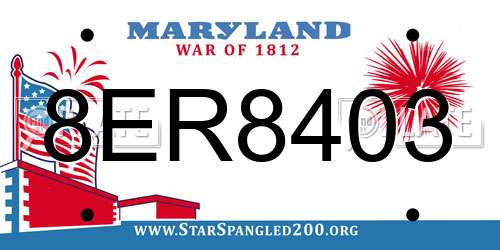 8ER8403 Maryland License Plate