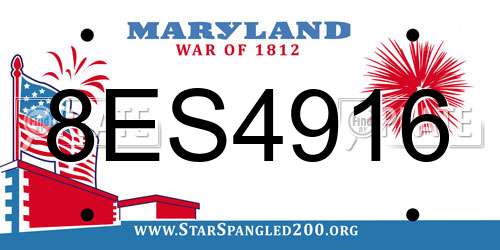 8ES4916 Maryland License Plate