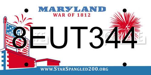 8EUT344 Maryland License Plate
